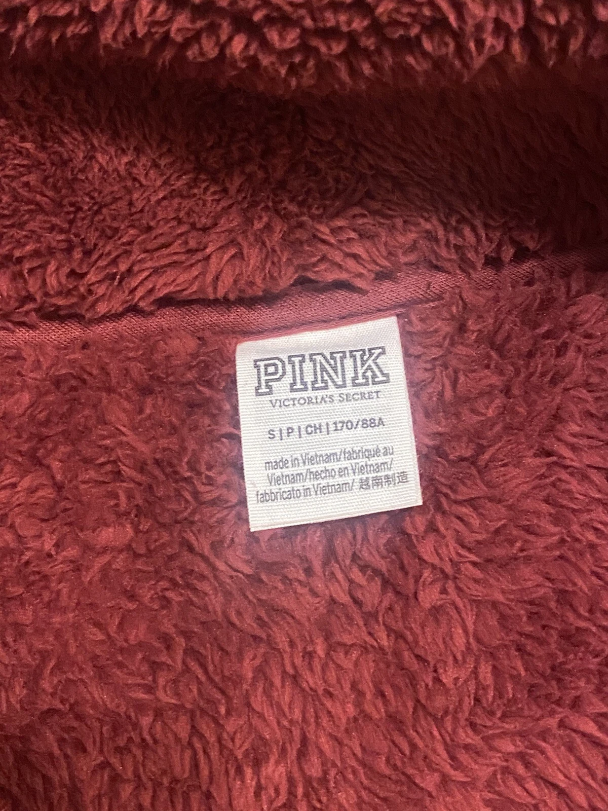 UNDERCOVER Felpa marrone piccola rosa Victoria's Secret oversize Sherpa orsacchiotto mezza cerniera