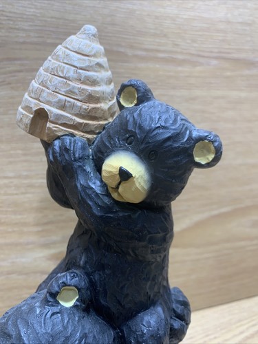 Black Mamma Bear And Cub With Honeycomb - Picture 2 of 9