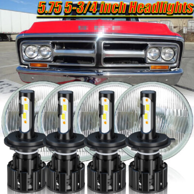 4x 5.75'' 5-3/4'' Round Led Headlight for GMC C15/C1500 Pickup C2500 Suburban