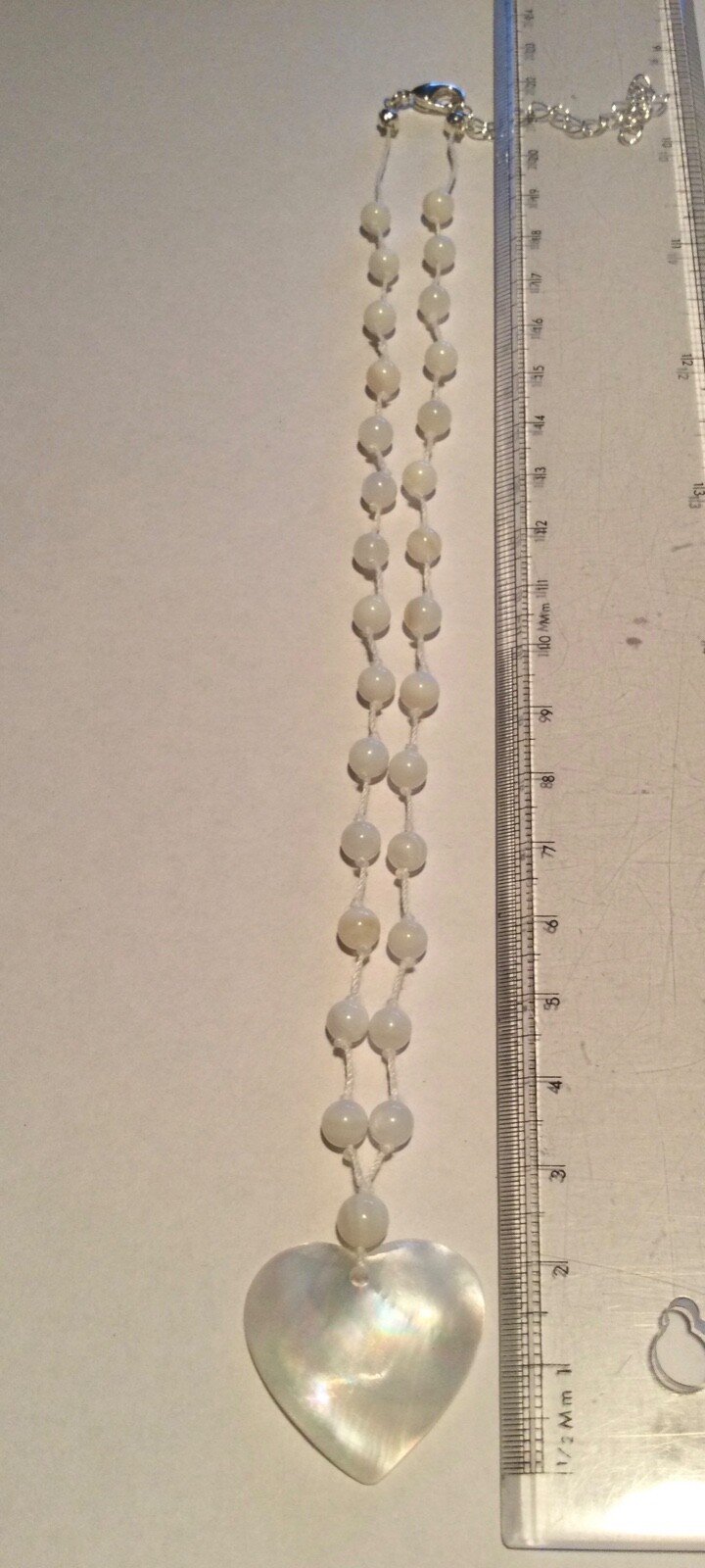 Avon White Heart Mother of Pearl Pendant Necklace