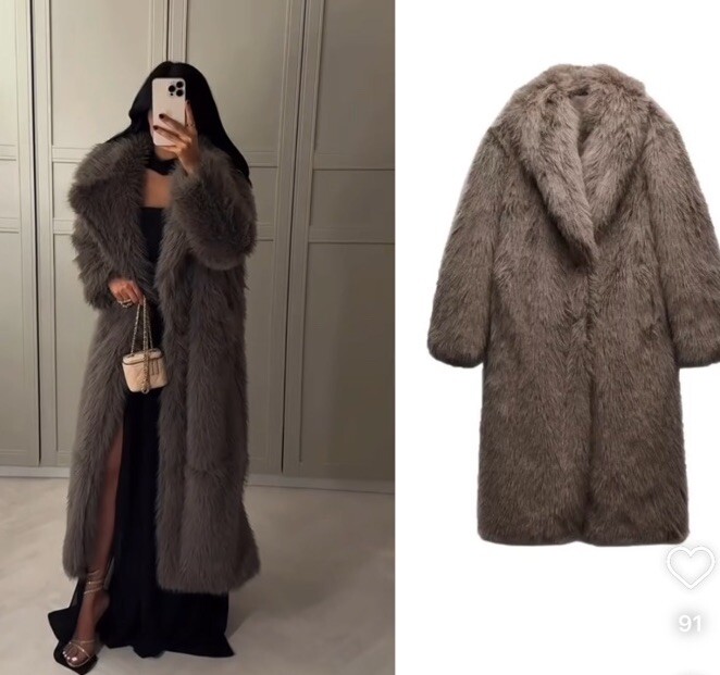 ALTRA ZARA CAPPOTTO LUNGO PELLICCIA SINTETICA GRIGIO TALPA NUOVO FW24 25 TAGLIE XS REF. 6318 243