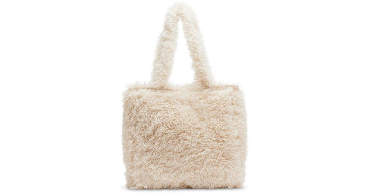 Madden Girl Sofia Faux Fur Tote, Cream, NWT