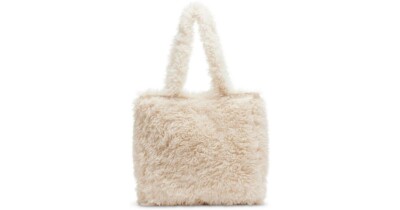 Madden Girl Sofia Faux Fur Tote, Cream, NWT