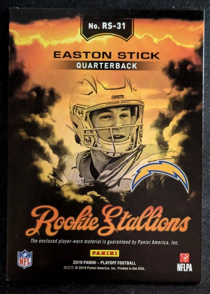 2019 Panini Playoff - Rookie Stallions #RS-31 Easton Stick (MEM, RC) - Image 2 of 2