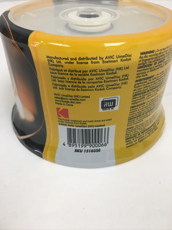 KODAK 8X Blank DVD+R DL Dual Double Layer 8.5GB 240 Min Disc 50 pack - Image 2 of 3