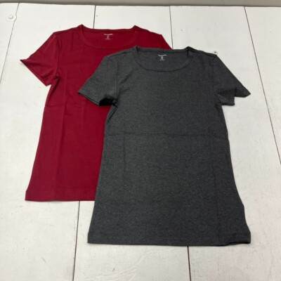 Amazon Essentials Red & Gray 2 Pack Slim-Fit Short Sleeve T-Shirt Women's Size M