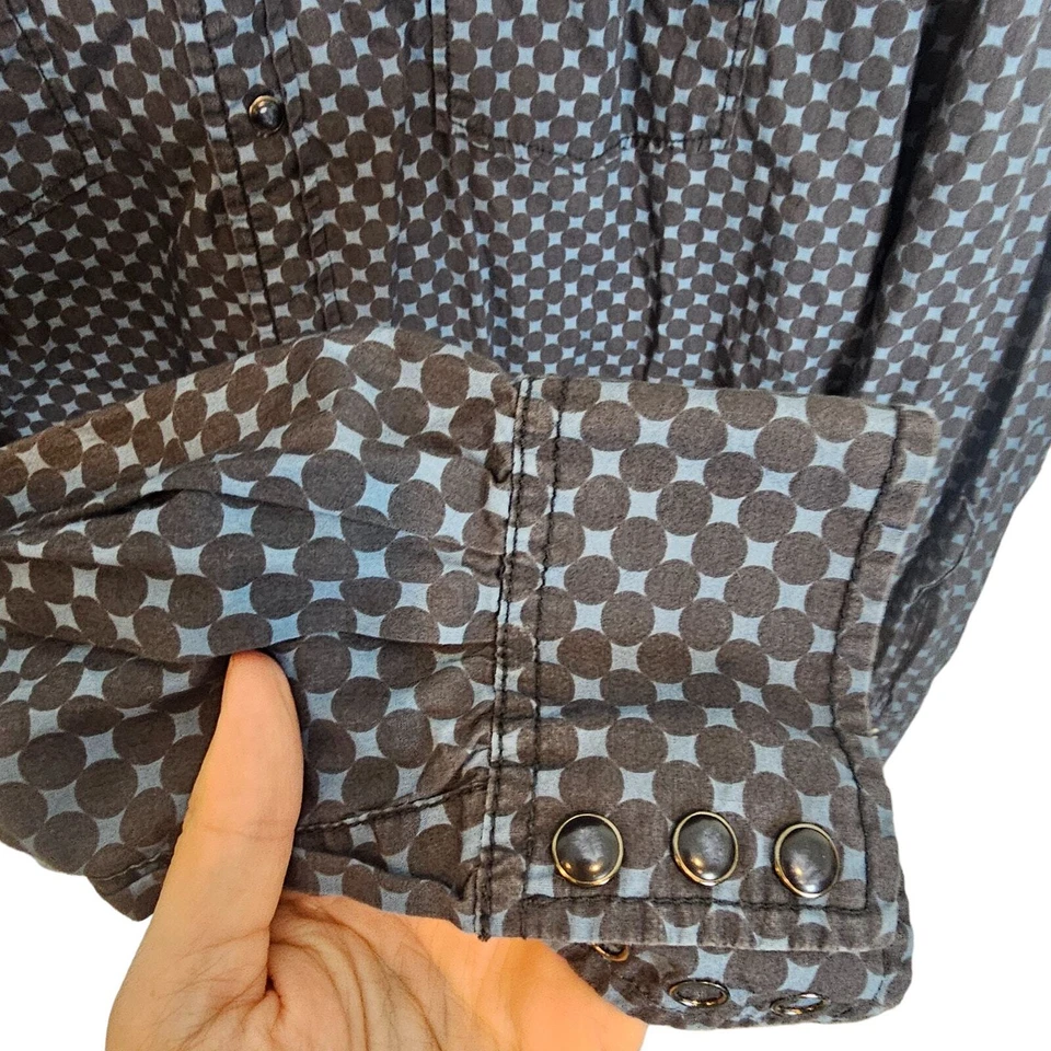 Camisa Lucky Brand Camisa Occidental Hombres XL Azul Gris Perla Camisa a Presión Camisa Informal Foto 4 de 4