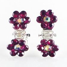 MINI Hair Claw Clip Rhinestone Crystal Hairpin Bridal Wedding Flower Purple 03