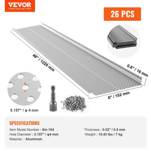 6"W Aluminum Leaf Filter Gutter Guard 26 PCS 104 Ft Total Length 0.02'' Thick - Picture 7 of 11