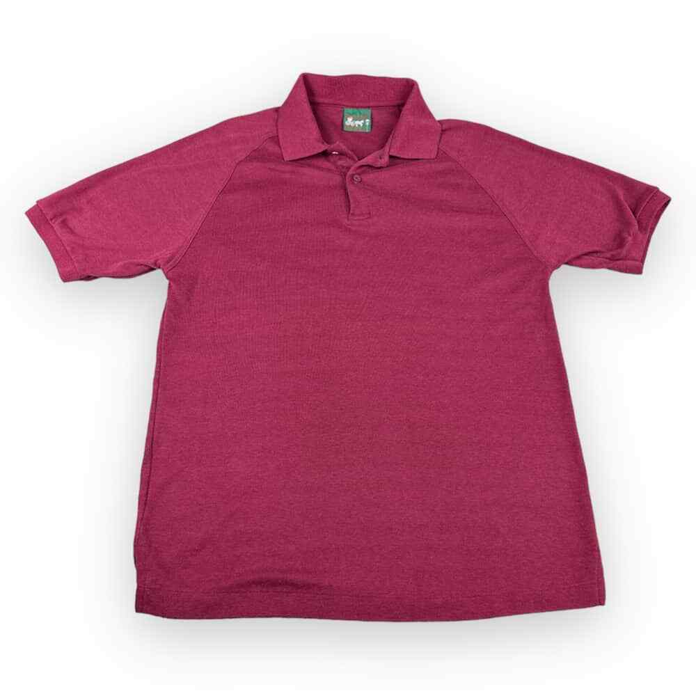 FILA Vintage Polo Shirt Adult SMALL Burgundy 80s Raglan Benton Row Solid