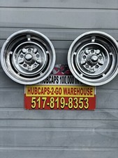 1964-66 Gm 15 Pontiac Impala Front Mag Style Hubcaps 2 Rare Blackstainless 1964-66 Gm 15 Pontiac Impala Front Mag Style Hubcaps 2 Rare Blackstainless