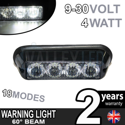 4 LED Warnmodul Leuchtfeuer gelb Recovery Strobe 12V/24V Gefahr LKW Van