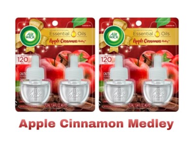 (4) Air Wick Plug Ins Scented Oil Refills - Apple Cinnamon Medley Holiday