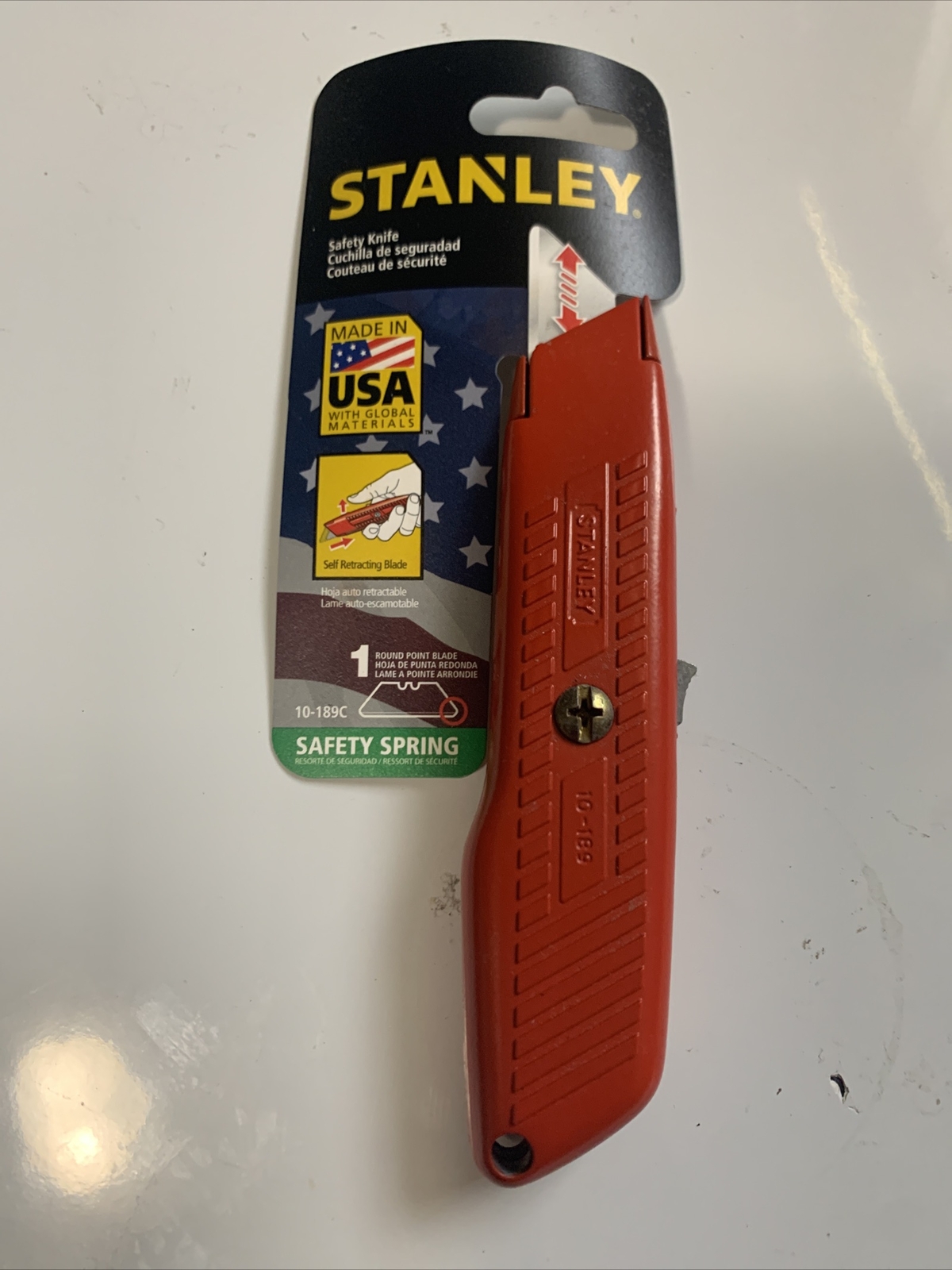 STANLEY 10-189C Self-Retracting Safety Blade Utility Knife Orange New USA Made