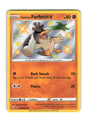 Galarian Farfetch'd (Shiny) - SV063/SV122 Shining Fates Pokemon TCG NM