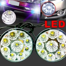 2x 9 Led Round Bright White Car Drl Daytime Running Lights Fog Lamps Arc Mount