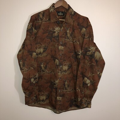REDHEAD Mens Sz LARGE Moose Deer Hunting Long Sleeve Button Up Shirt GUC