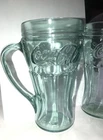 Coca-Cola Coke 17 oz Green Glasses Handles/Mug Set of 2 vintage Libby Collection