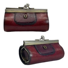 Vintage 60s ETIENNE AIGNER Handmade Leather Coin Wallet Purse Kisslock OXBLOOD