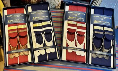 Albert Thurston Traditional Boxcloth Braces (Suspenders) with White,Black or ...