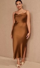 BHLDN Cali Satin Cowl-Neck Midi Slip Dress Size 16W