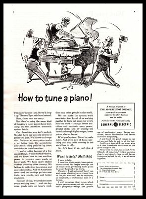 1949 Public Policy Committee How To Tune A Piano By Chopping With Axes Print Ad