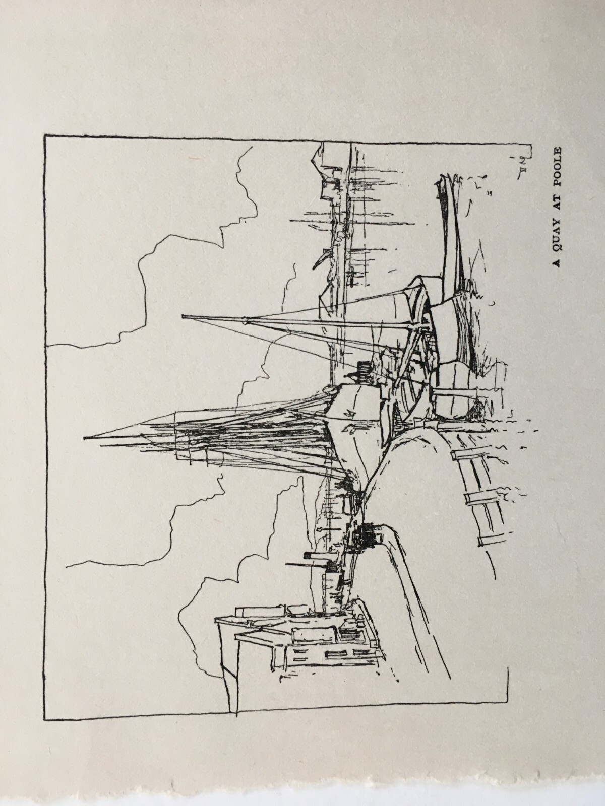 A Quay at Poole in Dorset - Antique Print 1927