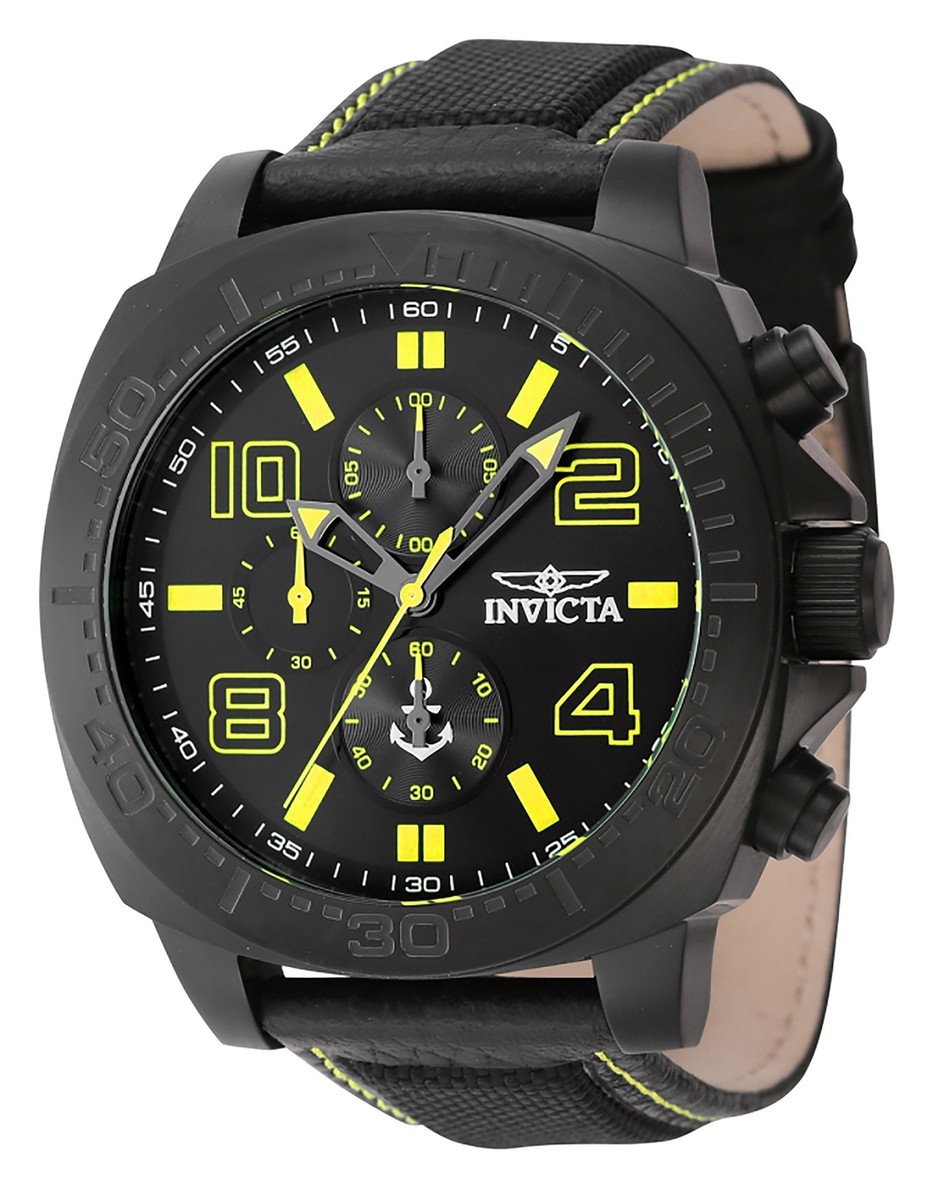 Invicta Ocean Voyage Chronograph Nylon Strap Black Dial Quartz