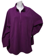 Lands End 3X Fleece 1/4 Zip Pullover Top Jacket Purple Polyester 24W 26W Womens