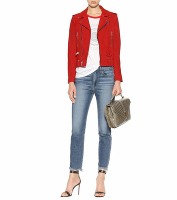 Stylish Women Suede Red Jacket New Handmade Lambskin Soft Casual Motorcycle Wear