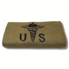 Military Style Wool Camping, Survival, and First Aid Blanket, 64" x 90", Embr...