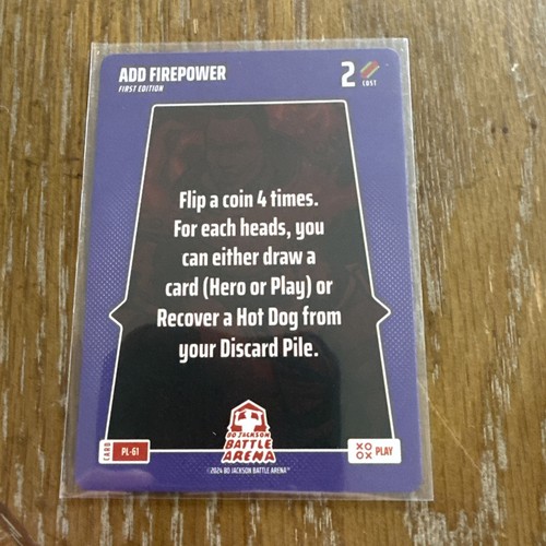 BO JACKSON BATTLE ARENA - ALPHA FIRST EDITION PLAY - PL-61 - ADD FIREPOWER
