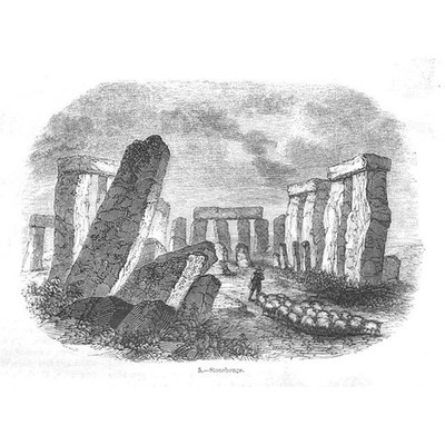 STONEHENGE Wiltshire, Blick auf das Denkmal - antiker Druck 1845