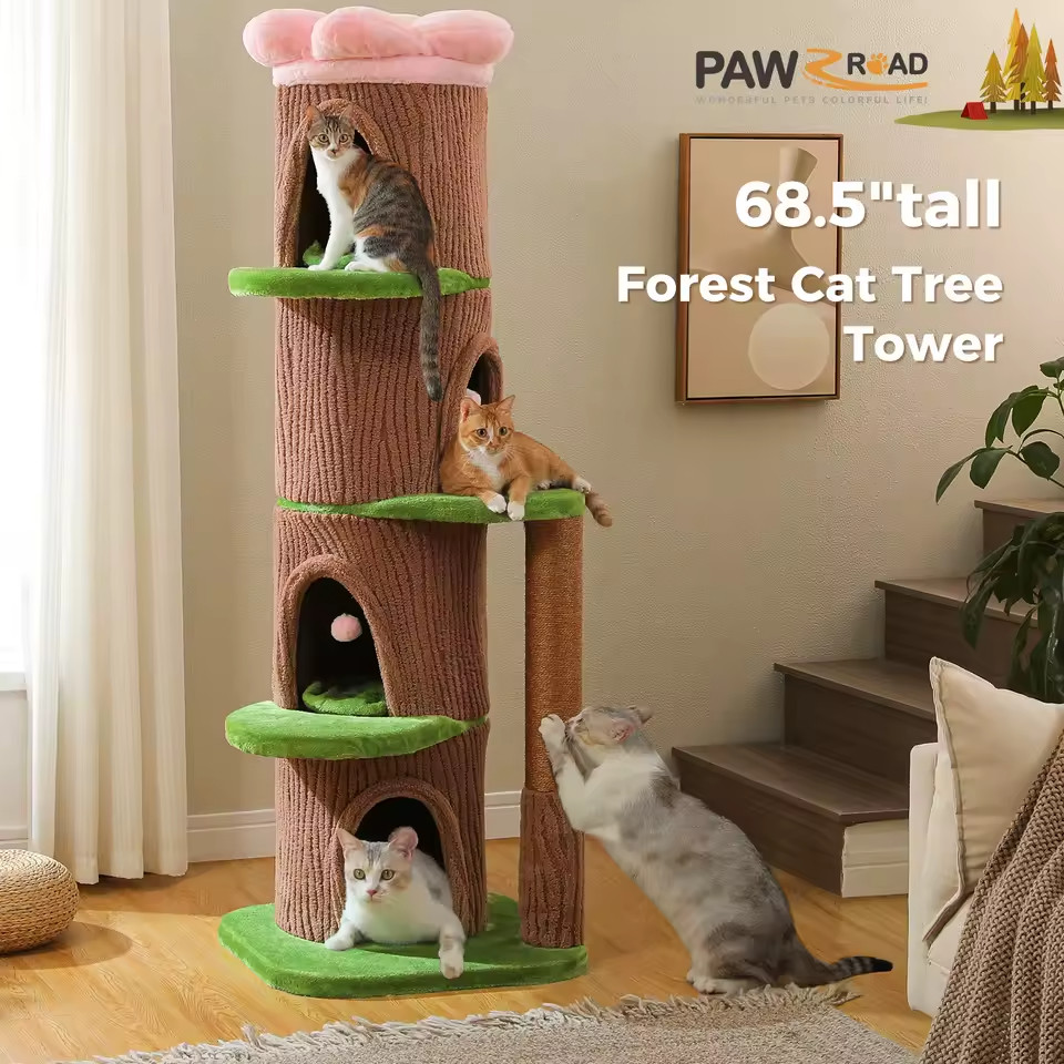 Arbre à chat XXL robuste à poteaux en sisal de 9cm et perchoir surélevé