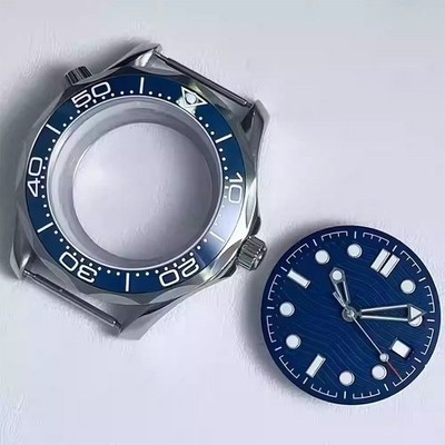42mm Diver Watch Case Sapphire Ceramic Bezel Set Fit NH35/36 5ATM Seamaster Mod