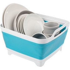Collapsible Wash Basin - 9L Portable Sink with Drain - Plastic Tub Dish Pan f...