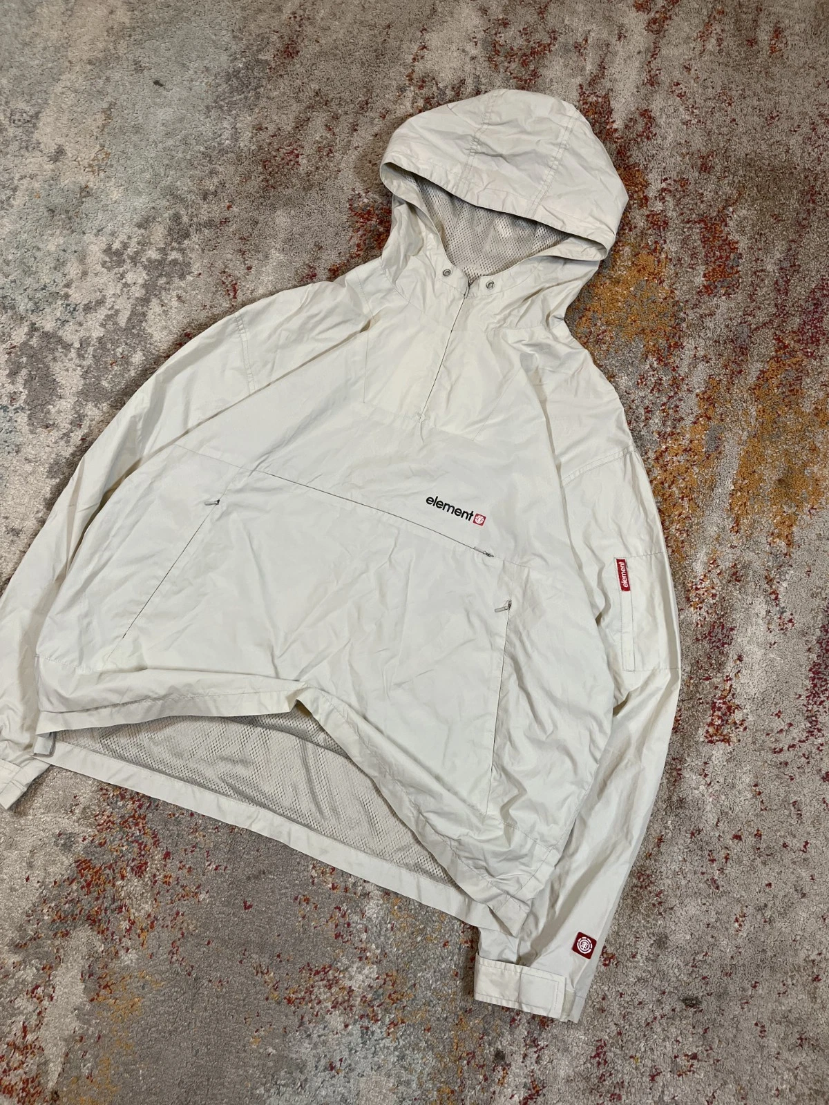 Element Y2K 00's Pullover Windbreaker Anorak Light Grey Size L