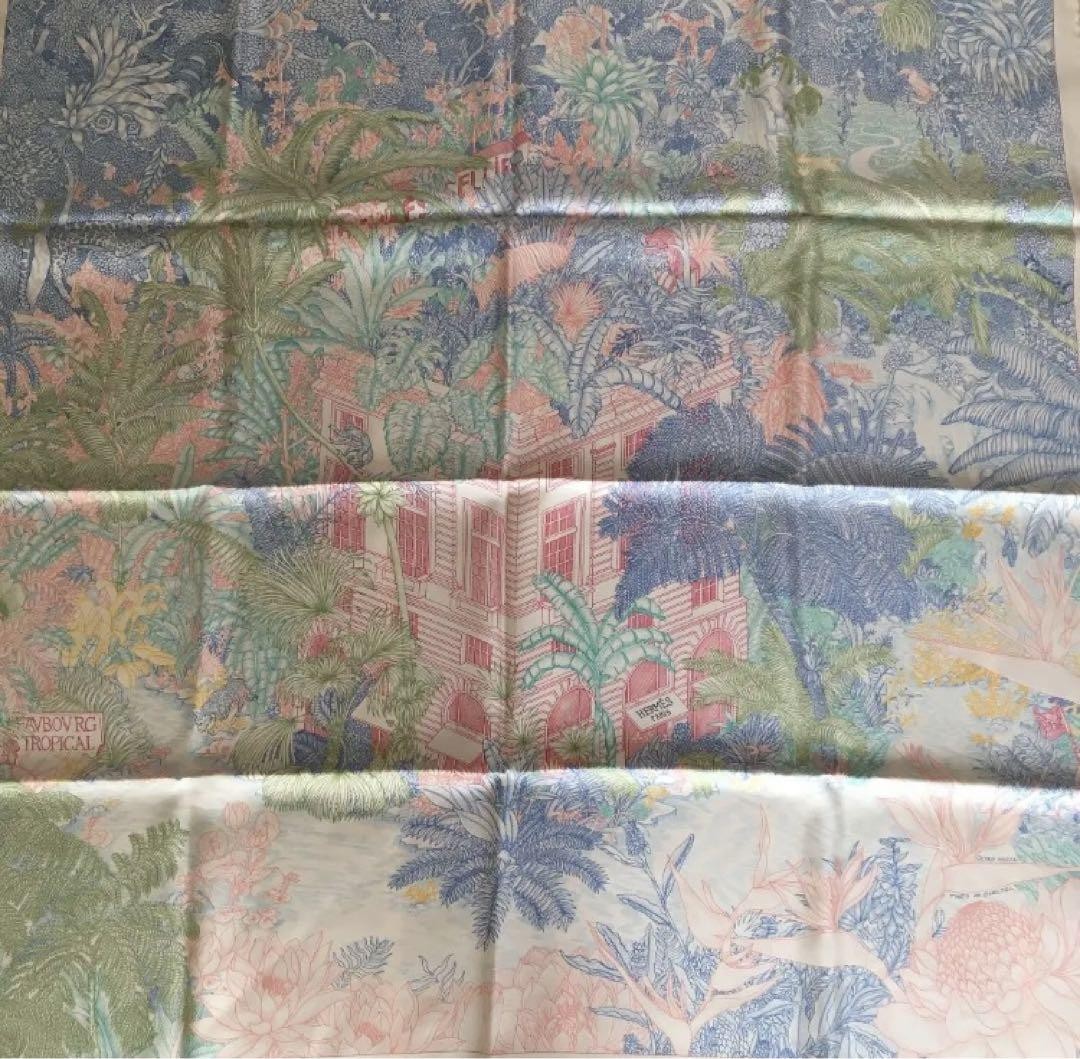 Hermes Silk Scarf 90cm Pink Floral Print Preowned Excellent Condition