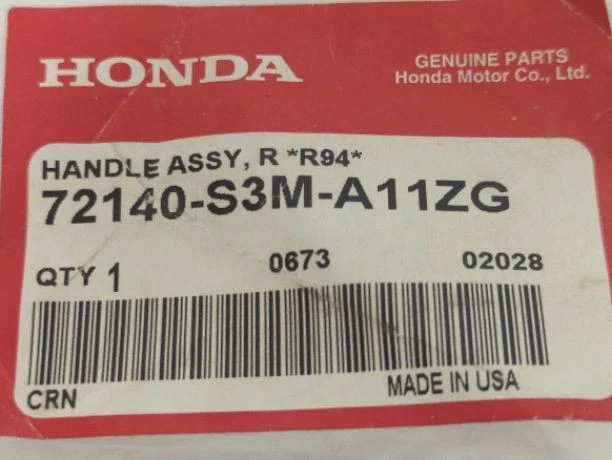 Manija de puerta exterior delantera derecha Honda 2001-2003 Acura CL roja R94 nueva original OEM Foto 2 de 4