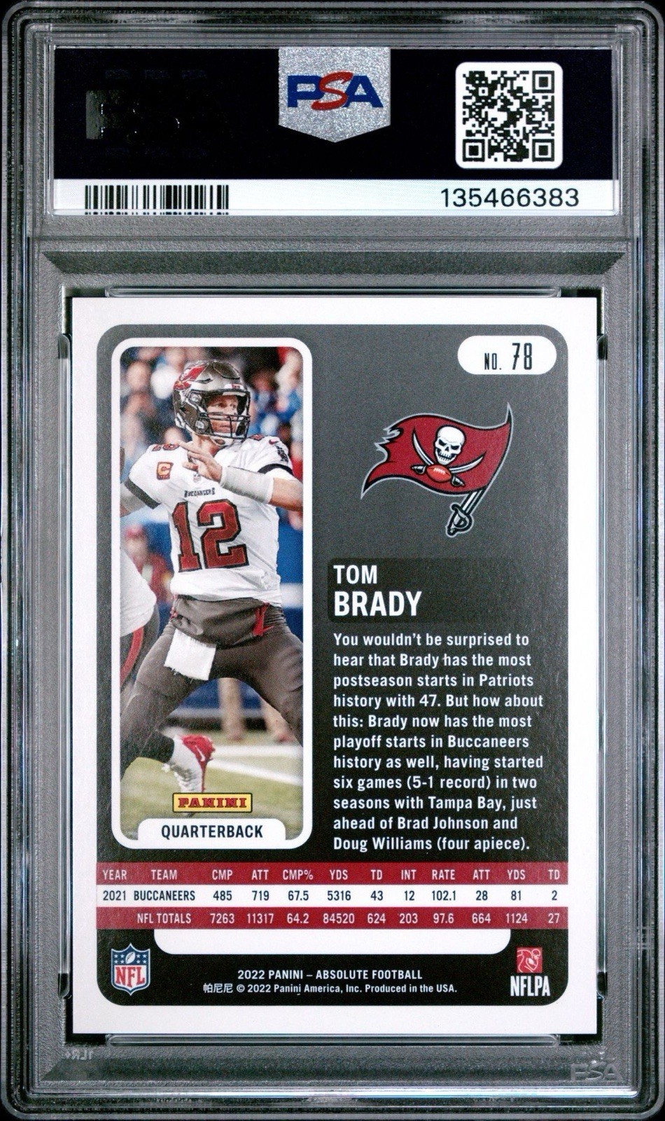 2022 Panini Absolute Tom Brady #78 Blue Diamonds /99 PSA 10 Pop 5! view 2