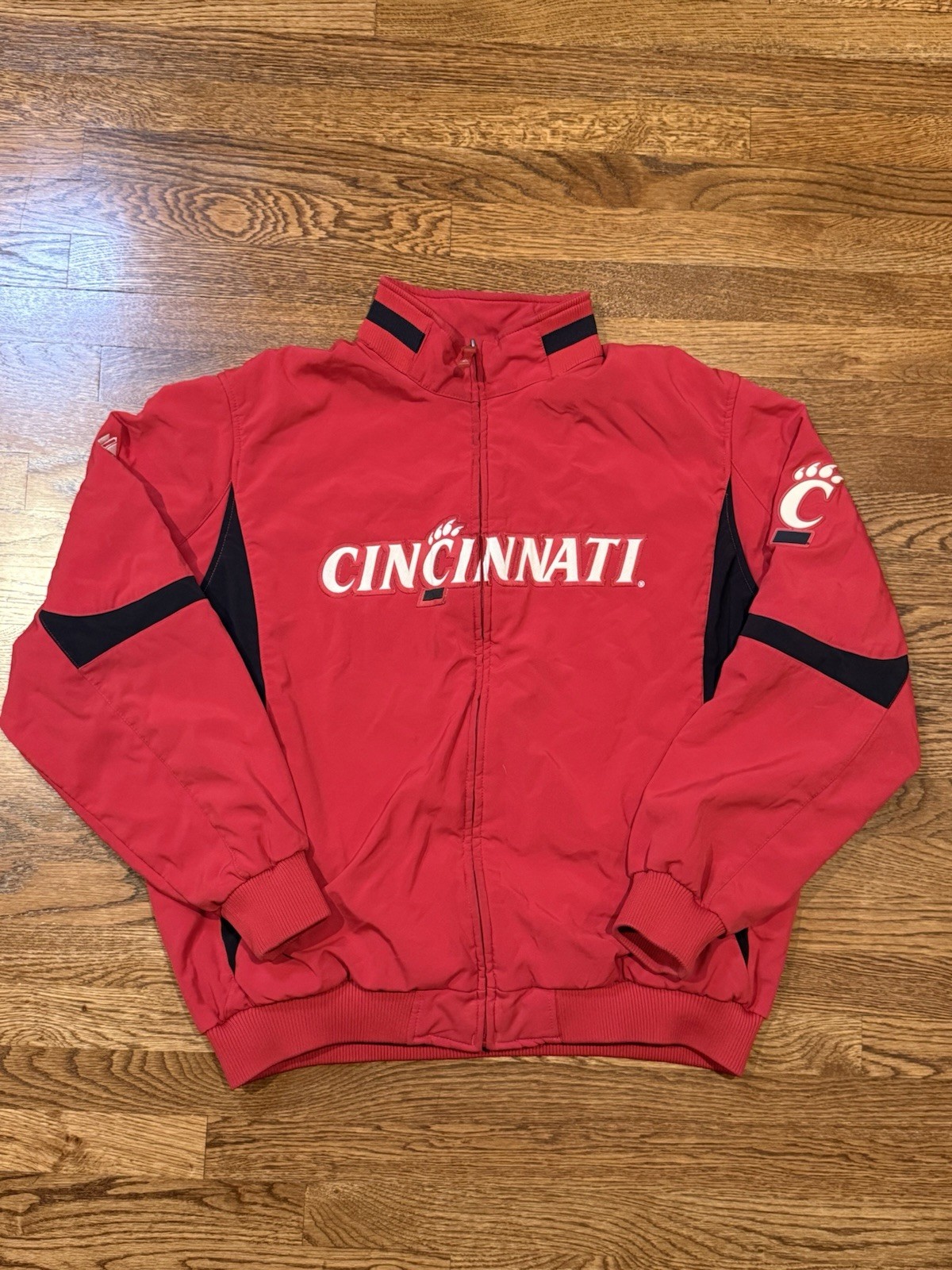 Vintage NCAA Cincinnati Bearcats Red Jacket Majestic Fleece Lined Zip 2XL Fits L