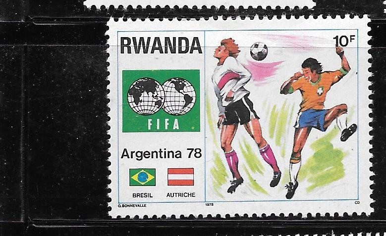 RWANDA SC#882 1978 SOCCER 10 FR MNH XF COMMEMORATIVE PICTORIAL SINGLE STAMP