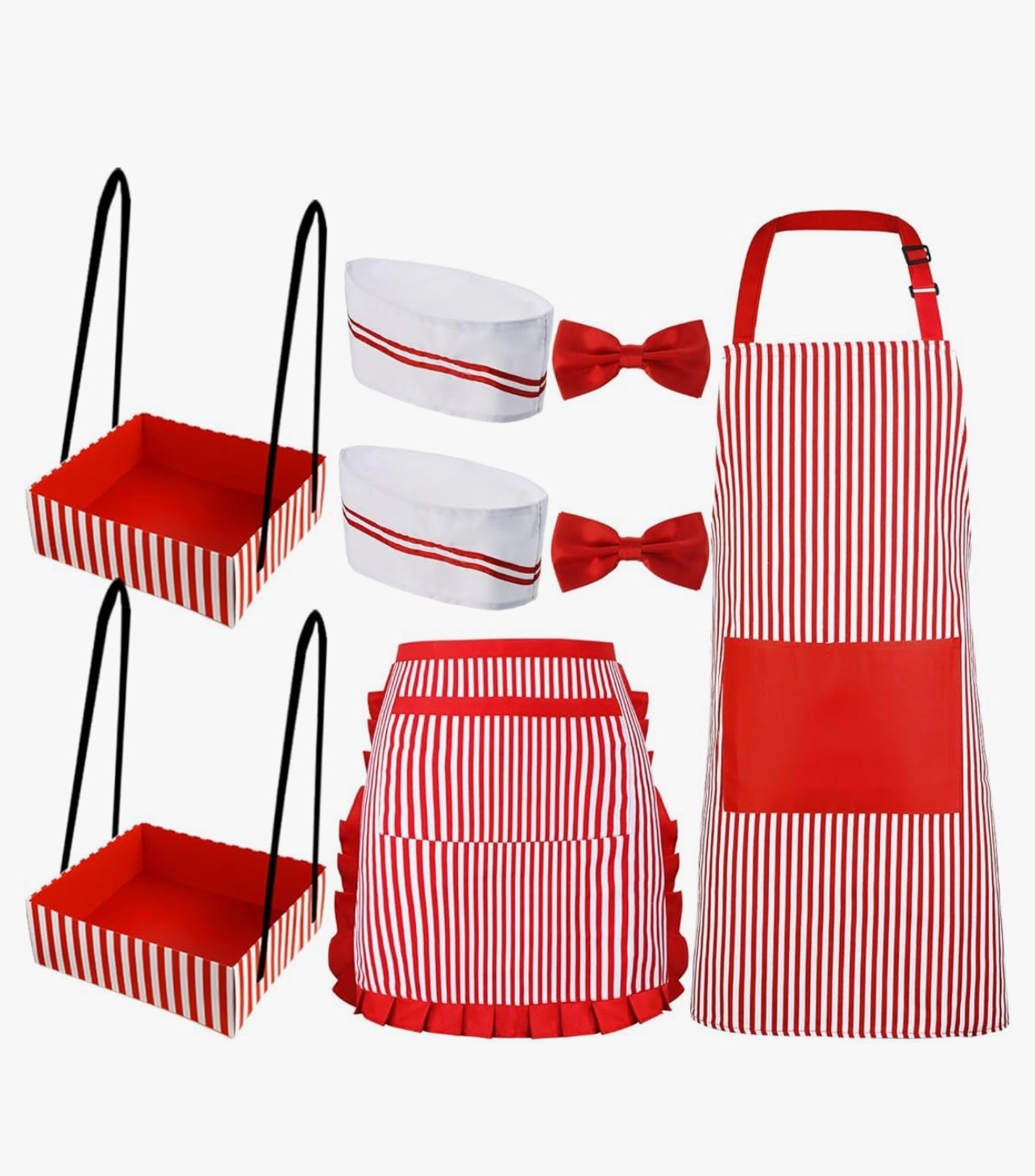 Cosplay Pareja Camarero Disfraz Kit Circo Soda Jerk Palomitas Hot Dog Disfraz