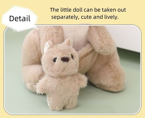 Kangaroo Mother Child Plush Toy Pillow Doll 19 in Stuffed Animal Birthday Gift - Picture 2 of 9