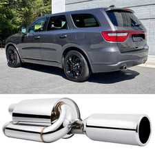 Sport Twin Loop Exhaust Tip Muffler 2.5" In 4.0" Out For Dodge Durango 3.6L/5.7L