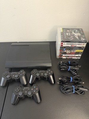PS3 Super Slim 500GB Console w/ 3 OEM Controllers + Cables + 11 Games