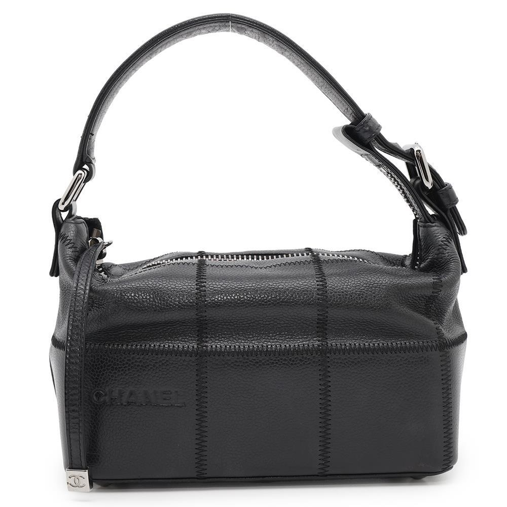 CHANEL Black Chocolate Bar Leather Handbag Timeless Elegance