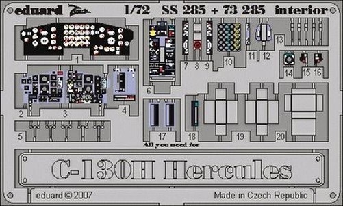 Eduard Accessories SS285 - 1:72 C-130H Hercules Interior - Etched Set - New