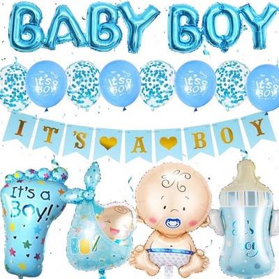 Babyparty Deko Junge Blau - 30 Stück Baby Shower Deko mit Its A Boy Banner Baby 