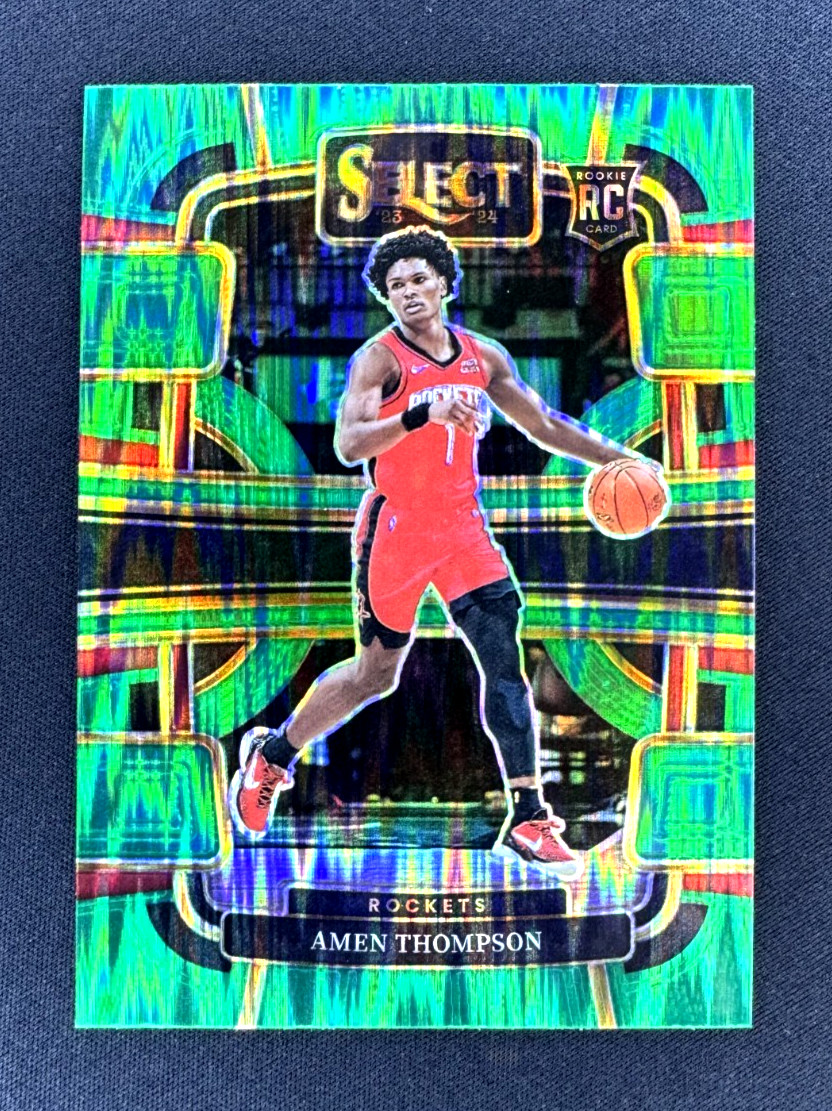 AMEN THOMPSON 2023-24 SELECT ROOKIE GREEN SHOCK #96 RC 🔥NM+/SHARP🔥 ROCKETS